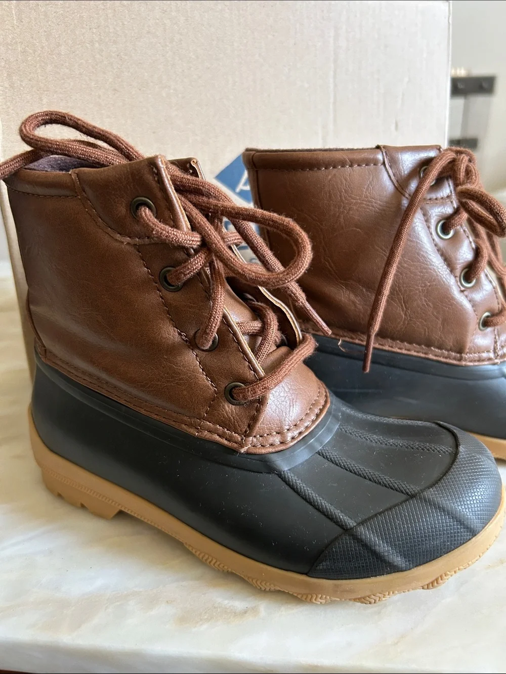 Sperry Kids Boys Weatherproof Port Boots Navy/Tan Sz 13 Back to School 🍁Autumn🍁